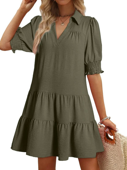 Johnny Collar Short Sleeve Mini Dress - adritiX