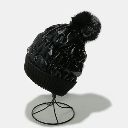 Thermal Knit Hat with Pompom - adritiX