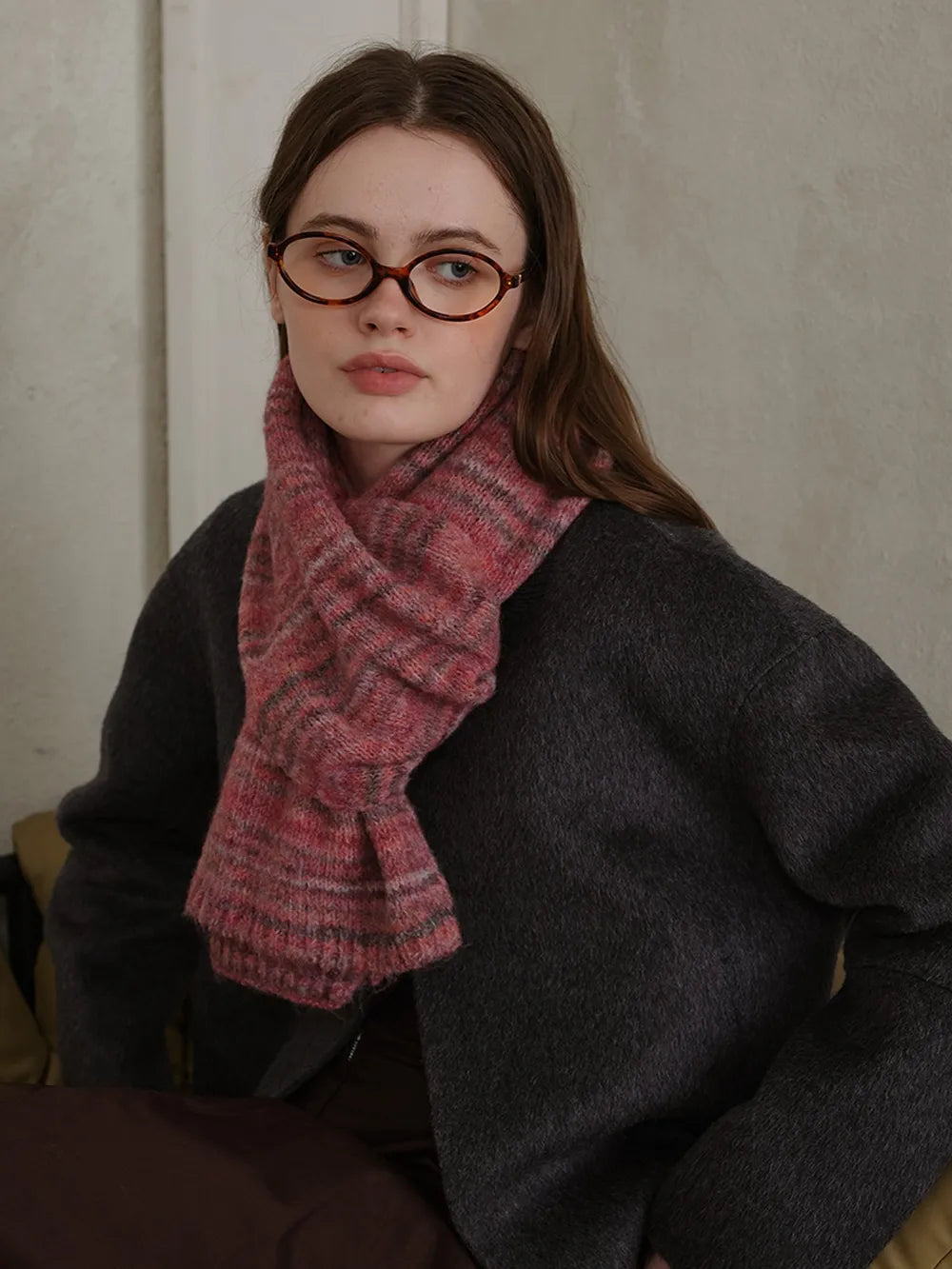 Striped Detail Knit Scarf - adritiX