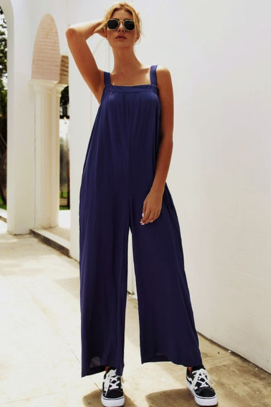 Elegant Wide Strap Wide Leg Jumpsuit - adritiX