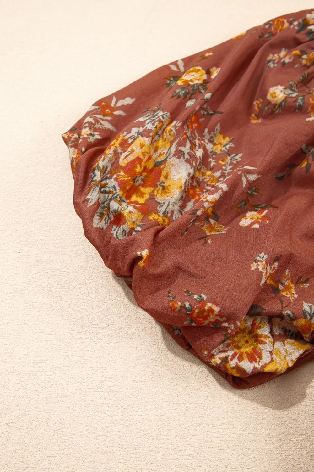 Floral Puff Sleeve Square Neck Knot Open Back Mini Dress - adritiX