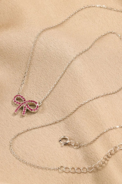 925 Sterling Silver Bow Necklace - adritiX