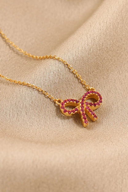 925 Sterling Silver Bow Necklace - adritiX