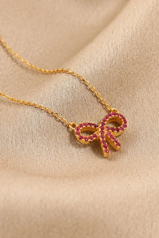 925 Sterling Silver Bow Necklace - adritiX
