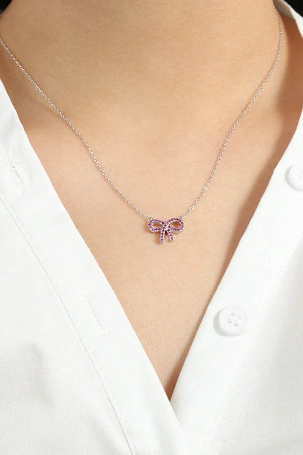 925 Sterling Silver Bow Necklace - adritiX