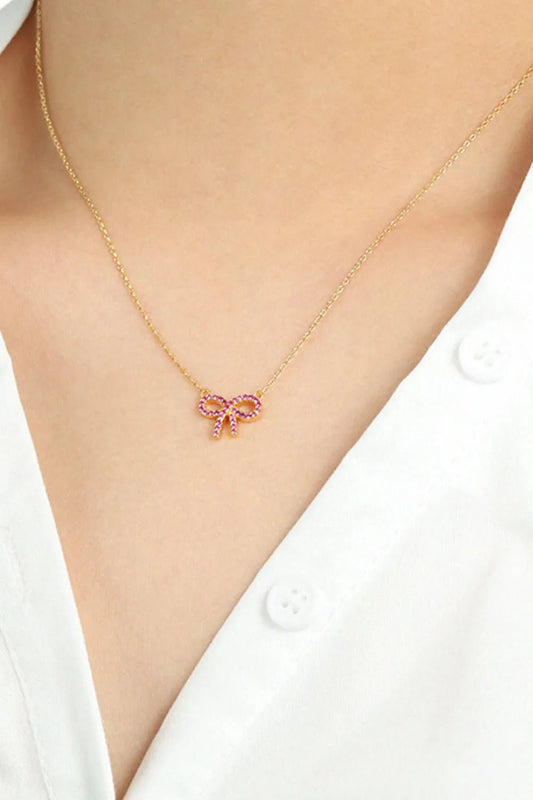 925 Sterling Silver Bow Necklace - adritiX