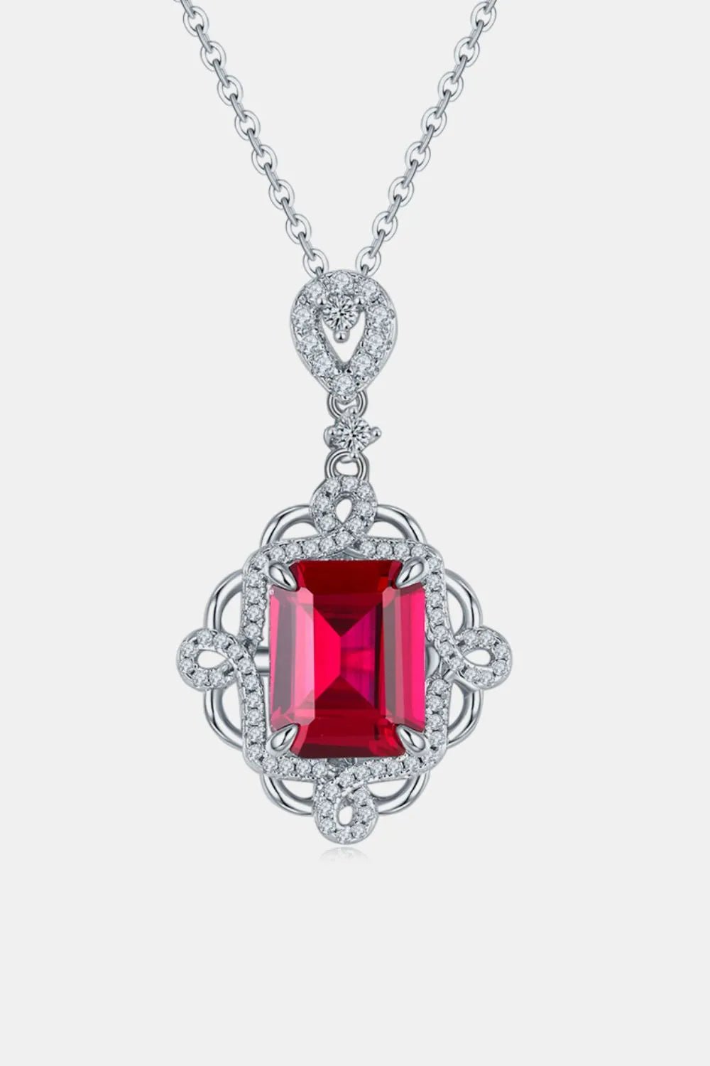 925 Sterling Silver Ruby Pendant Necklace - adritiX