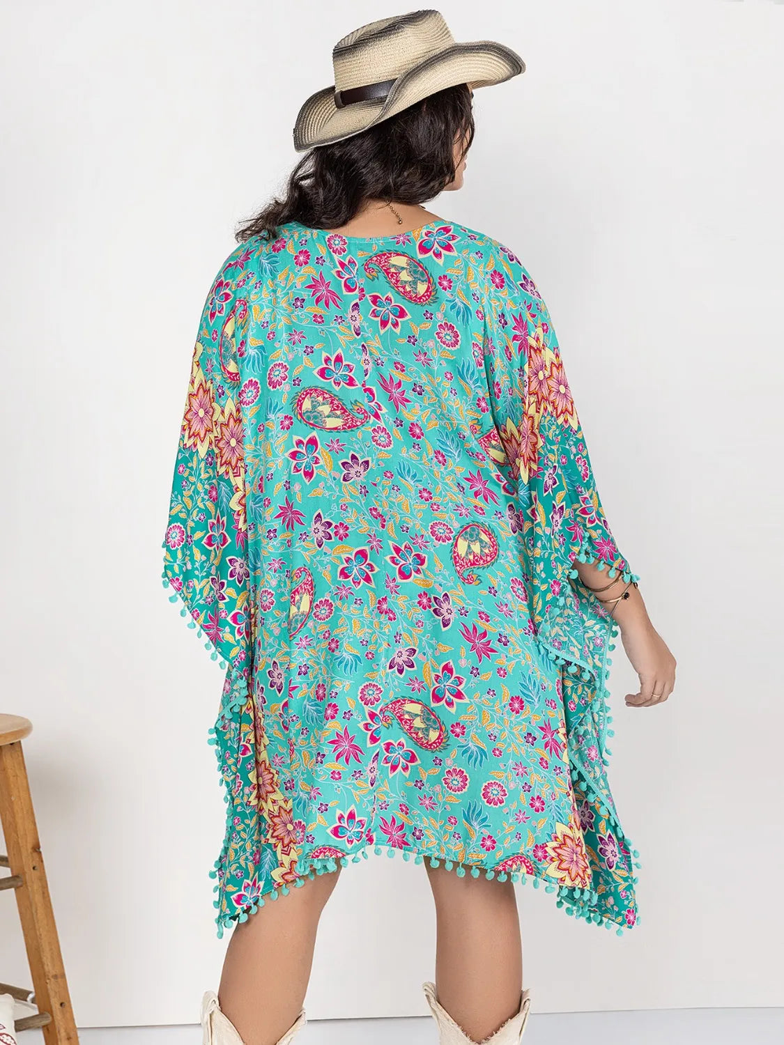 Plus Size Printed Open Front Cover-Up - adritiX