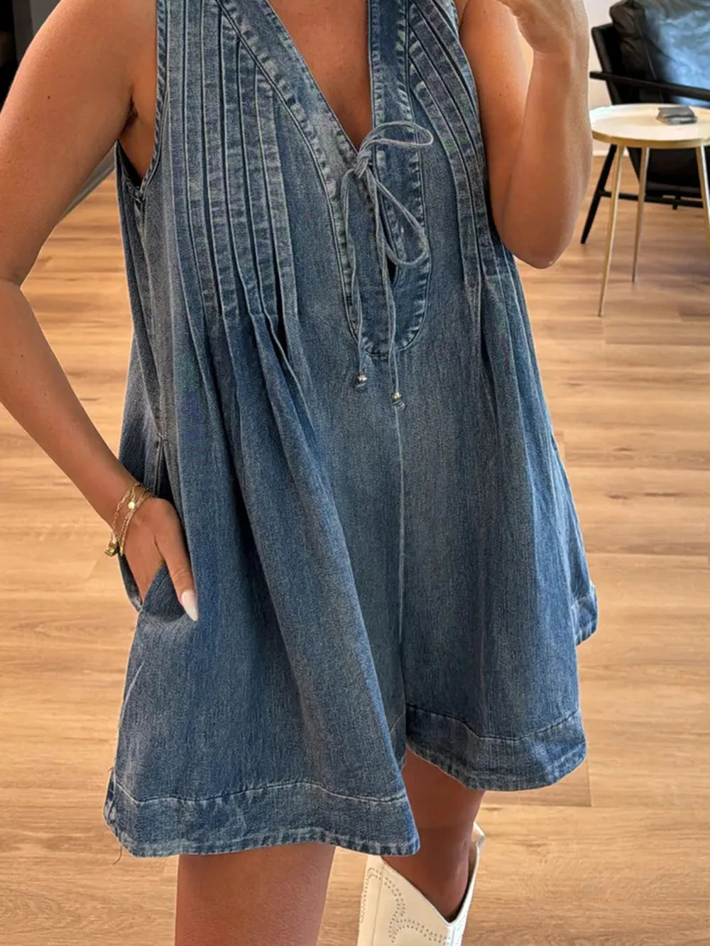 Elegant Tied Romper with Pockets - adritiX