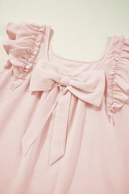 Ruffle Sleeve Bow Back Mini Dress - adritiX