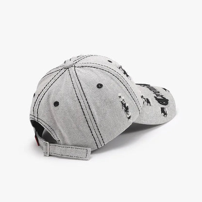 Distressed Letter Embroidered Baseball Cap - adritiX