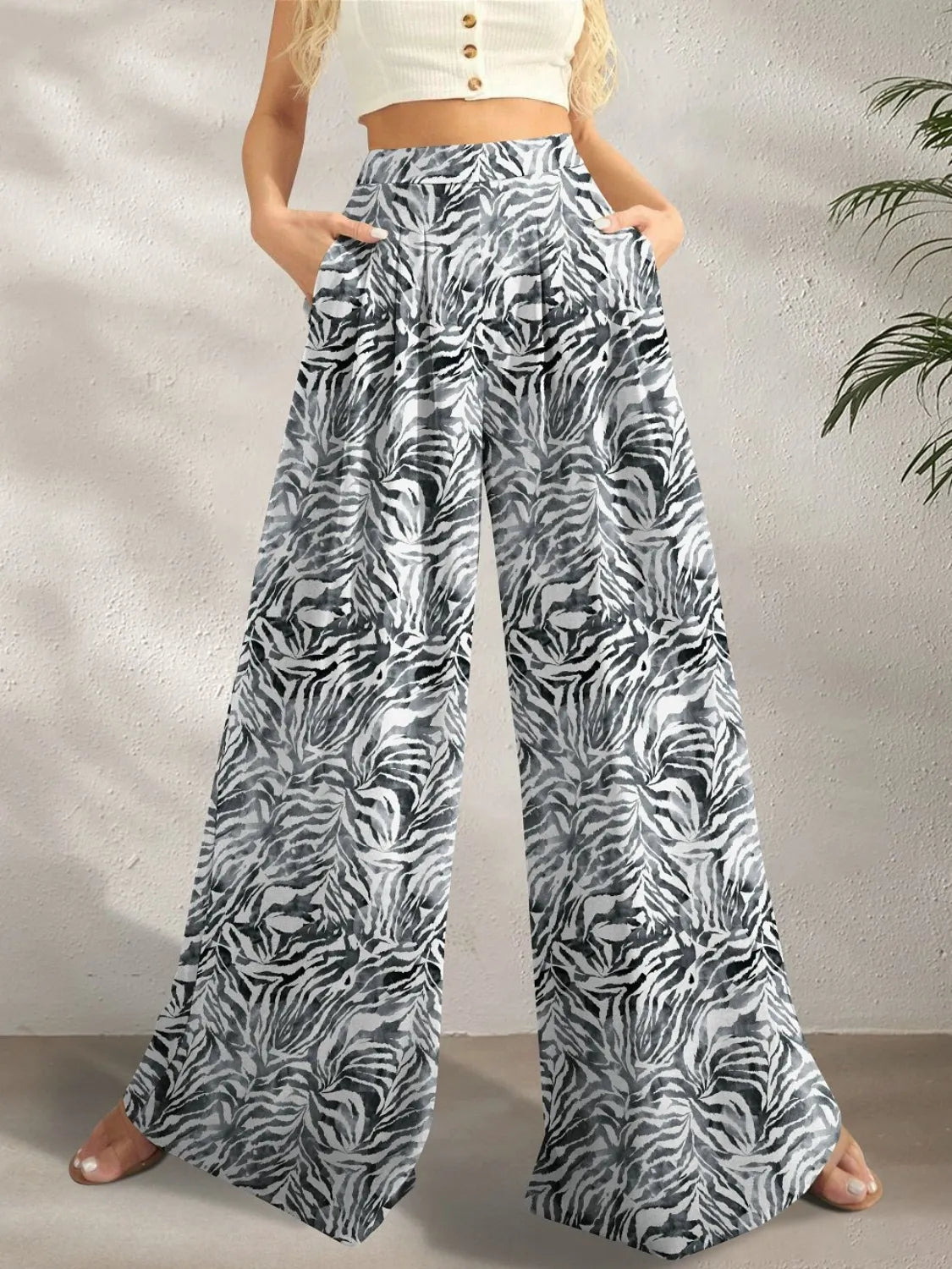 Bold & Beautiful Printed Wide Leg Pants - Effortless Elegance & Comfort - adritiX