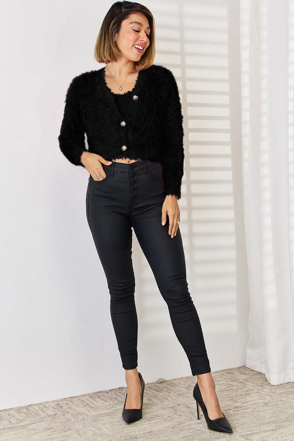 Scoop Neck Vest and Cardigan Sweater Set - adritiX