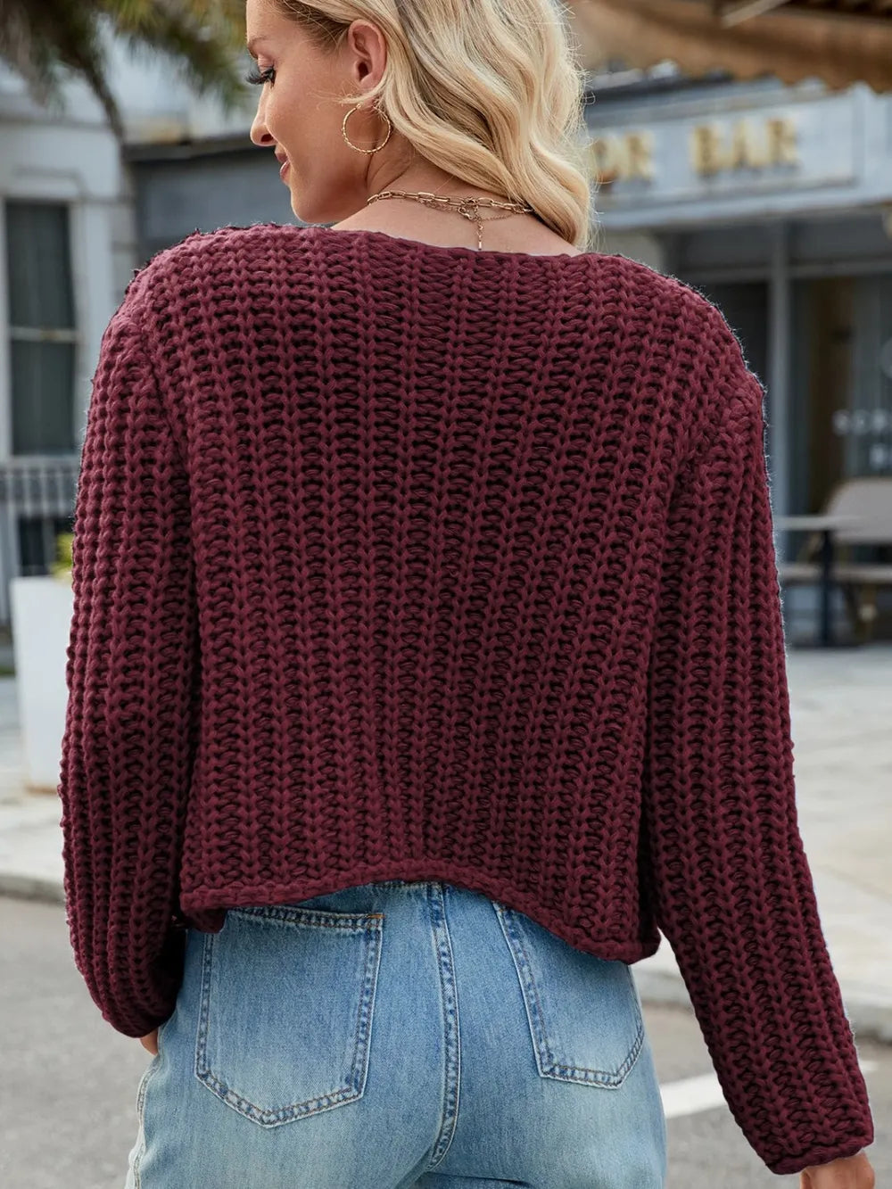 Round Neck Button Up Cardigan with Pockets - adritiX