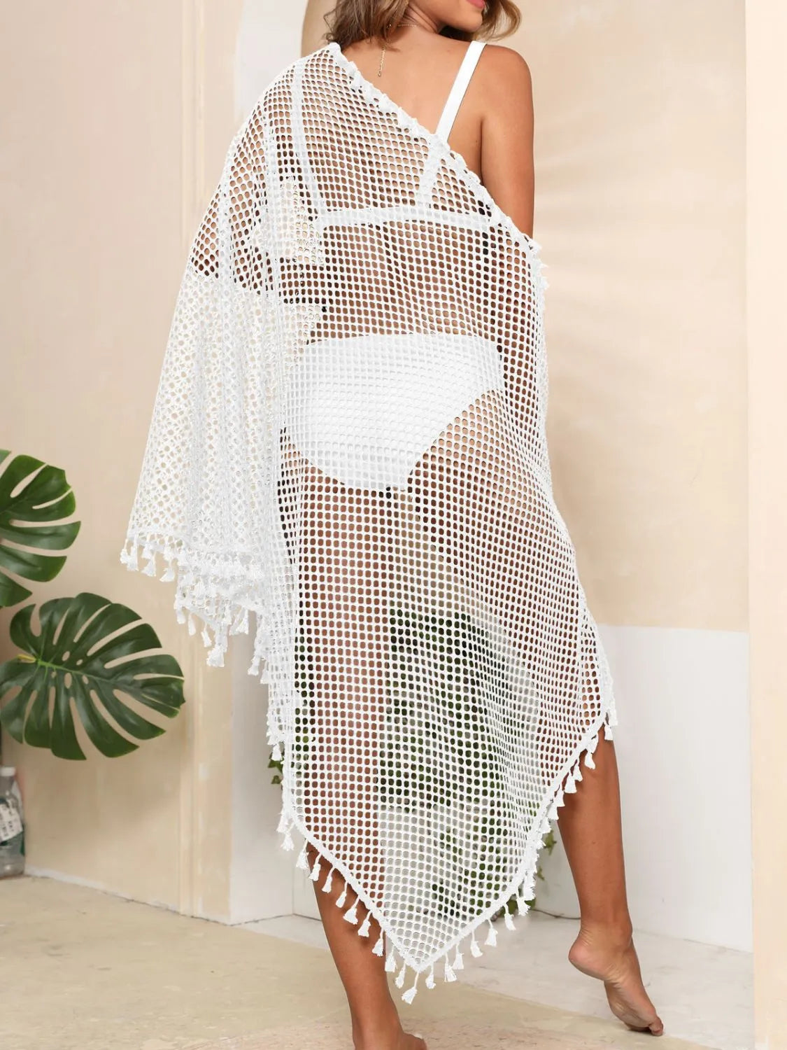 Tassel Openwork Open Front Cover-Up - adritiX