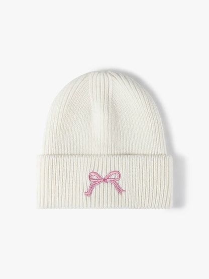 Embroidered Bow Knit Hat - adritiX