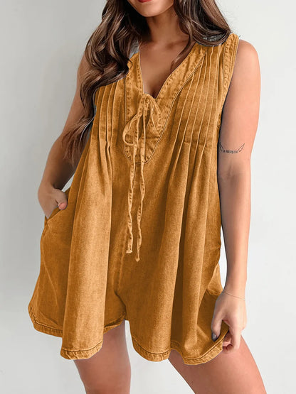 Elegant Tied Romper with Pockets - adritiX