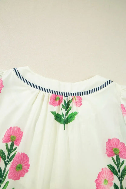Floral Print Flutter Sleeve Summer Mini Dress - adritiX
