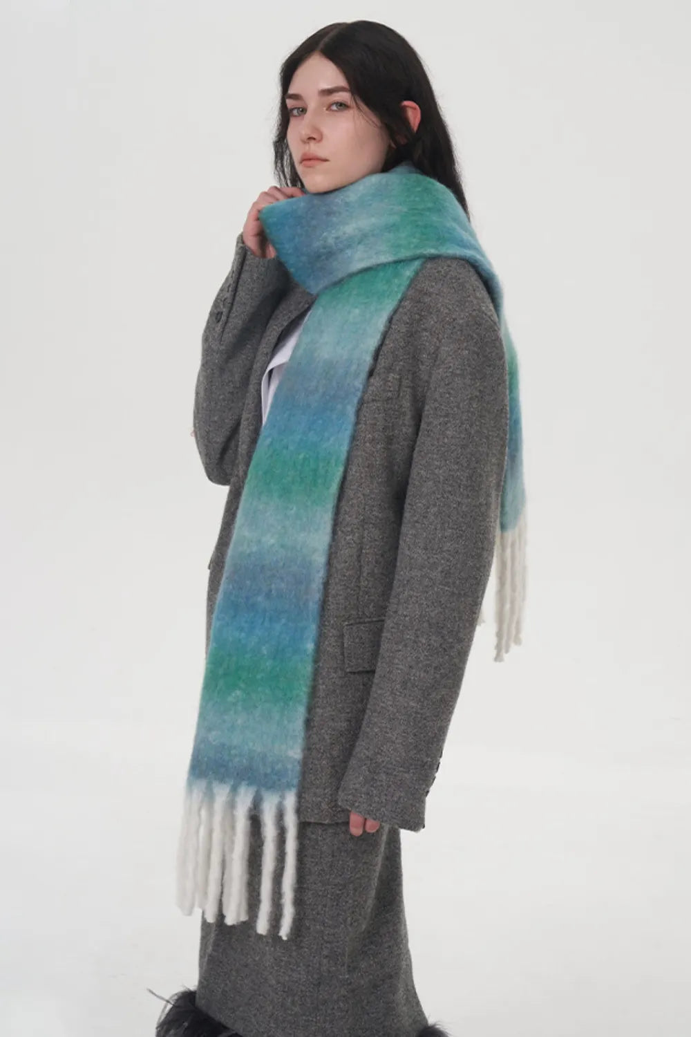 Fringe Gradient Thermal Scarf - adritiX