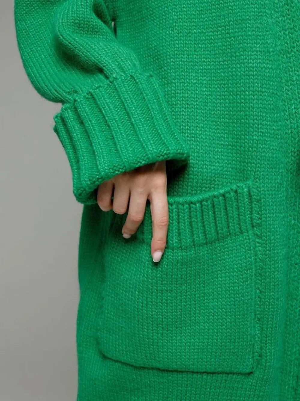 Pocketed Open Front Dropped Shoulder Cardigan - adritiX