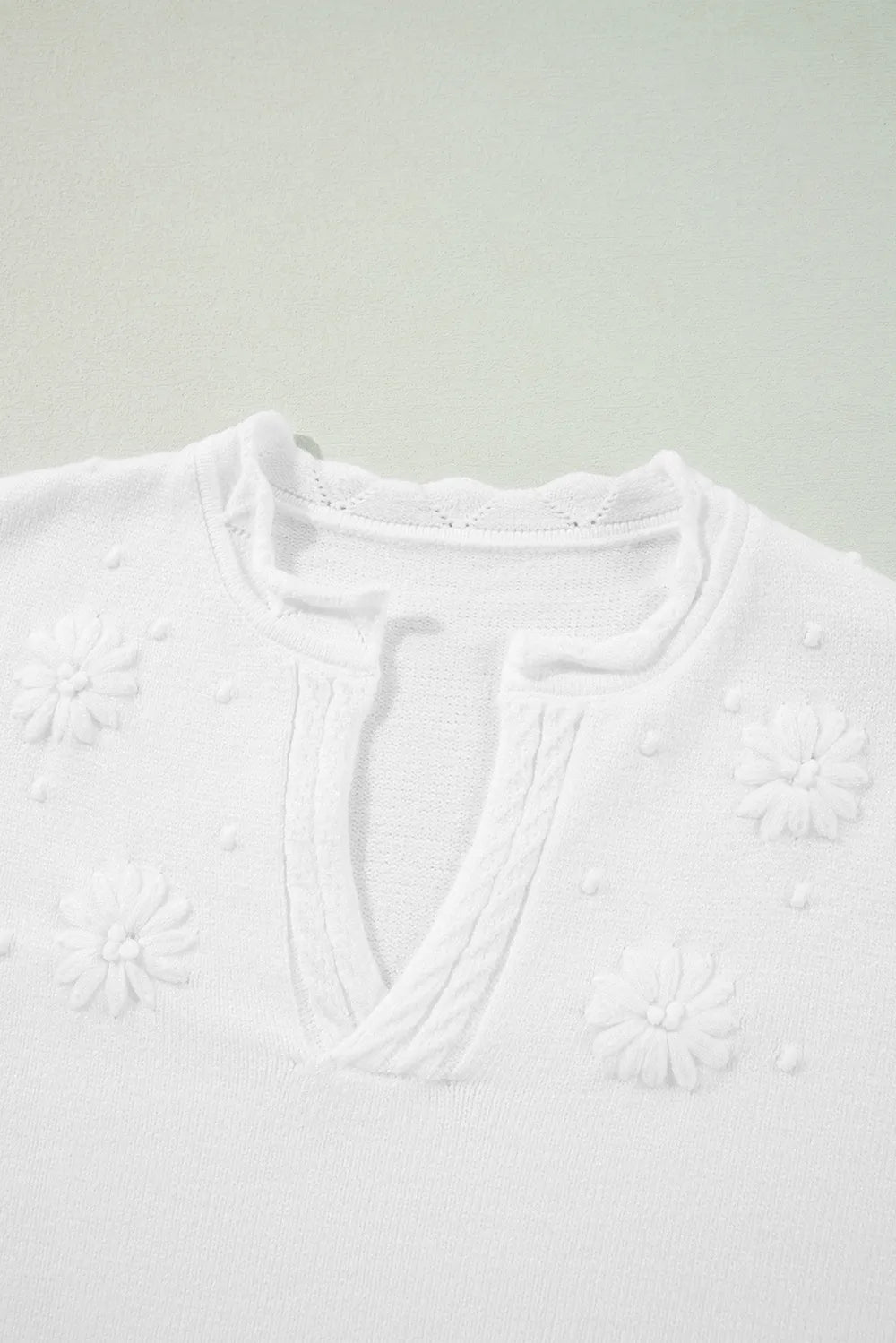 Daisy Notched Long Sleeve Sweater - adritiX