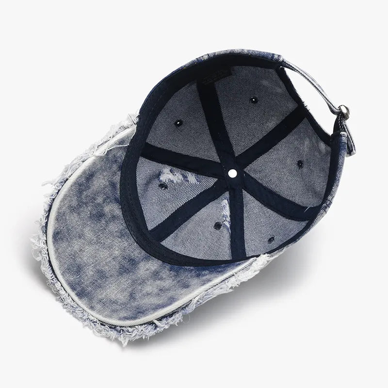 Distressed Cotton Adjustable Baseball Cap - adritiX