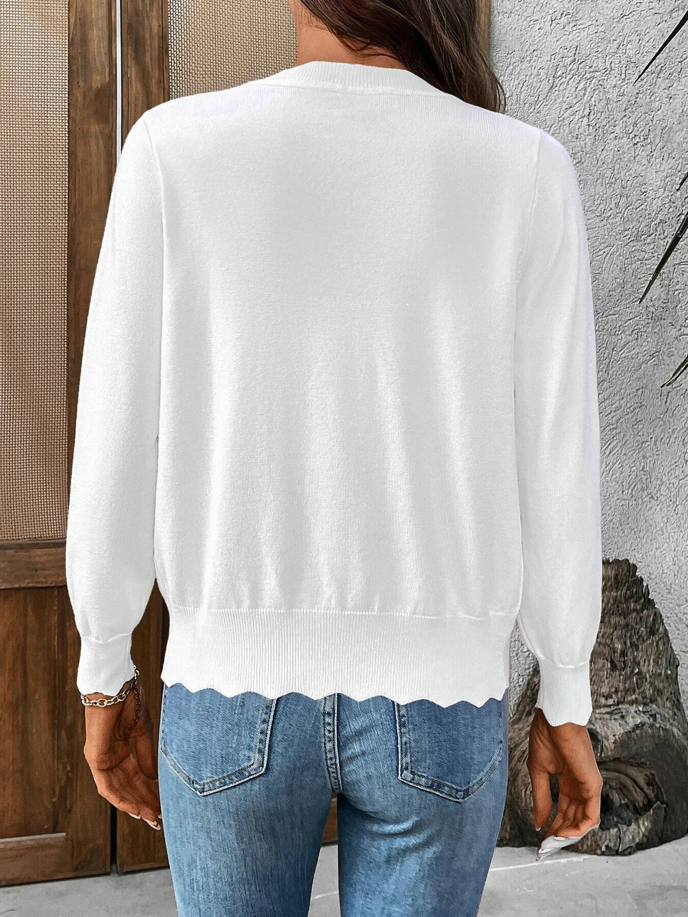 Ribbed Edge Button-Up Knit Cardigan - adritiX