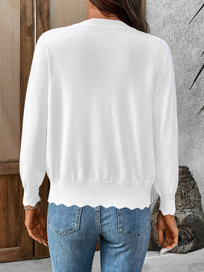 Ribbed Edge Button-Up Knit Cardigan - adritiX