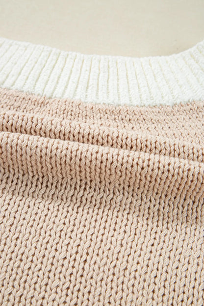 Round Neck Contrast Sweater Vest - adritiX