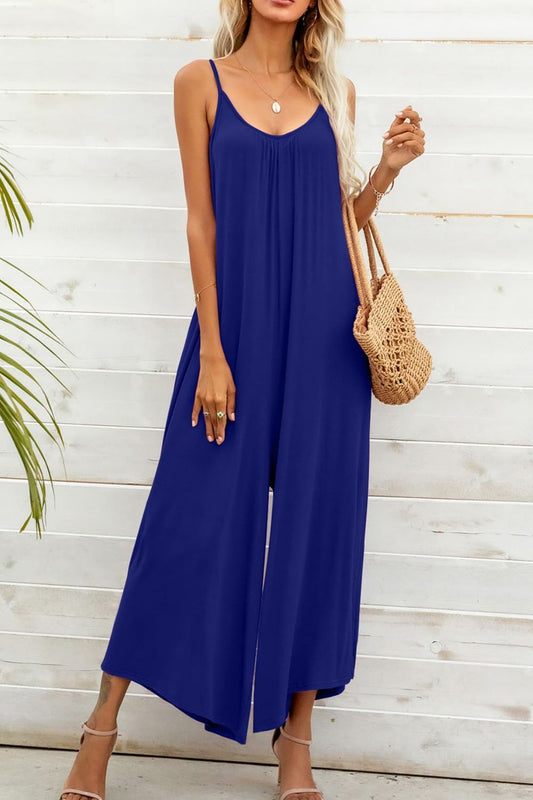 Elegant Spaghetti Strap Scoop Neck Jumpsuit - adritiX