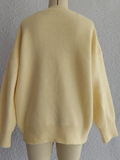 Flower Round Neck Long Sleeve Sweater - adritiX