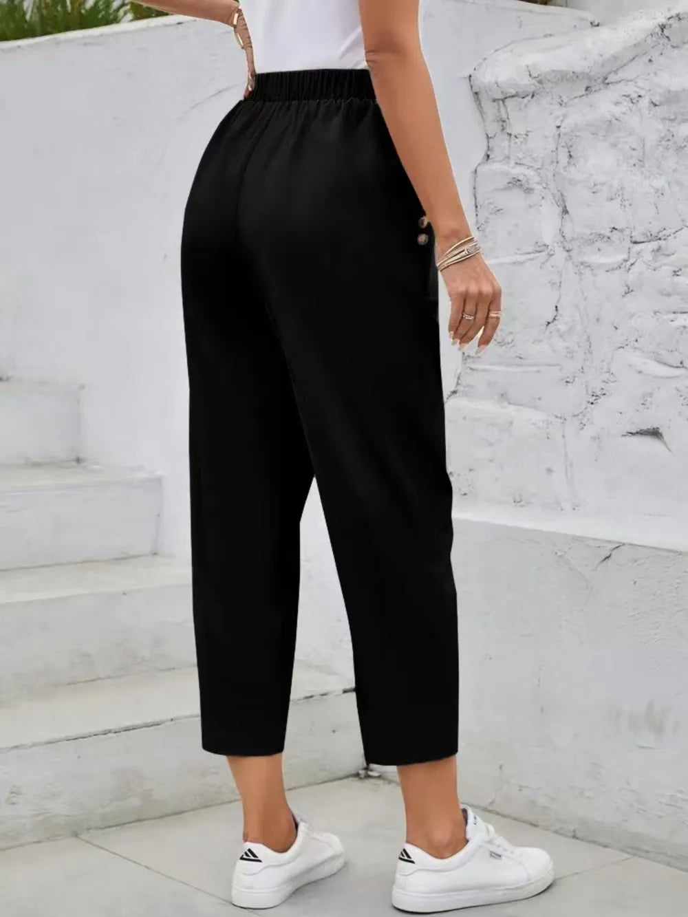 Elastic Waist High Rise Pants - adritiX