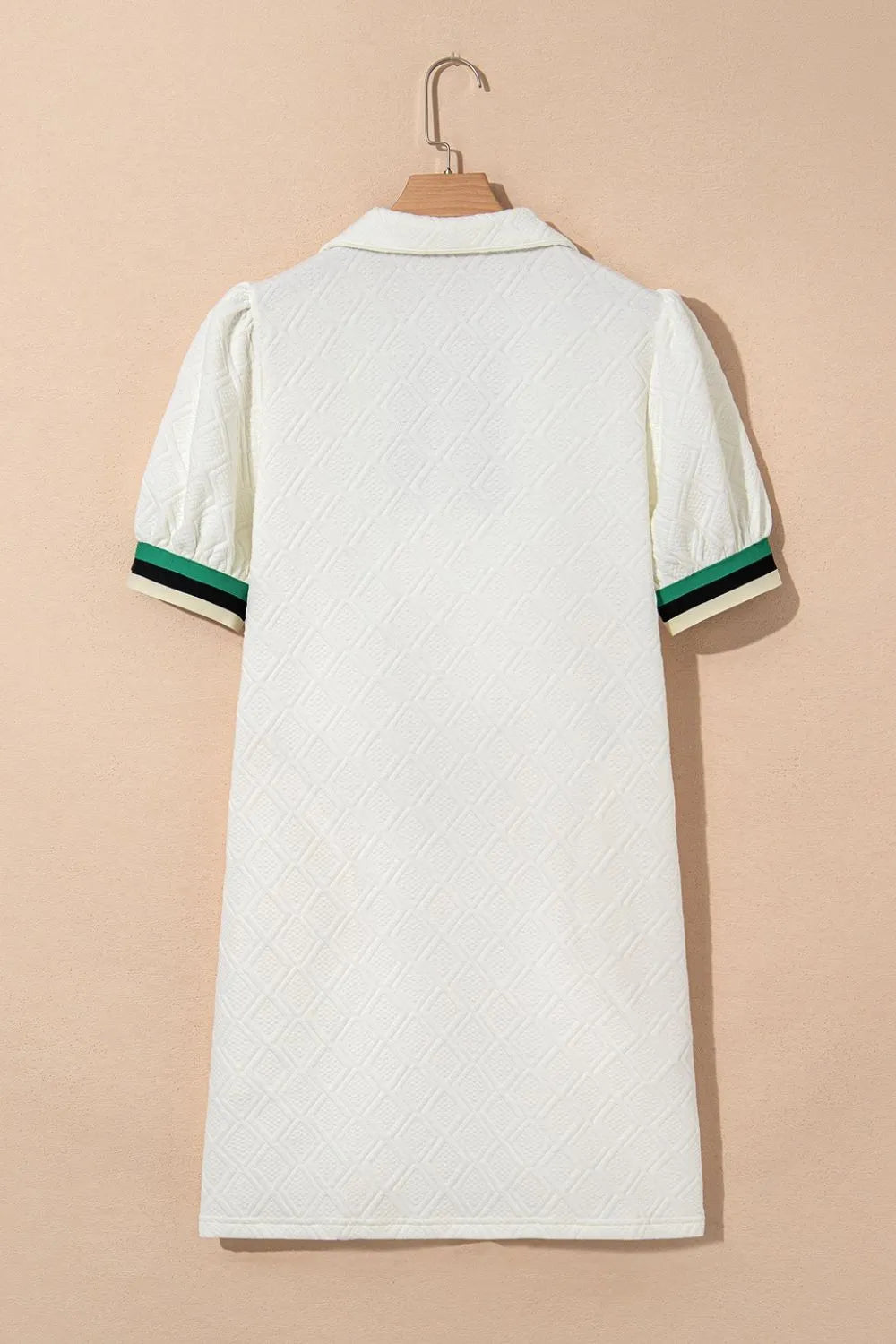 Striped Collared Zip Up Textured Dress - adritiX