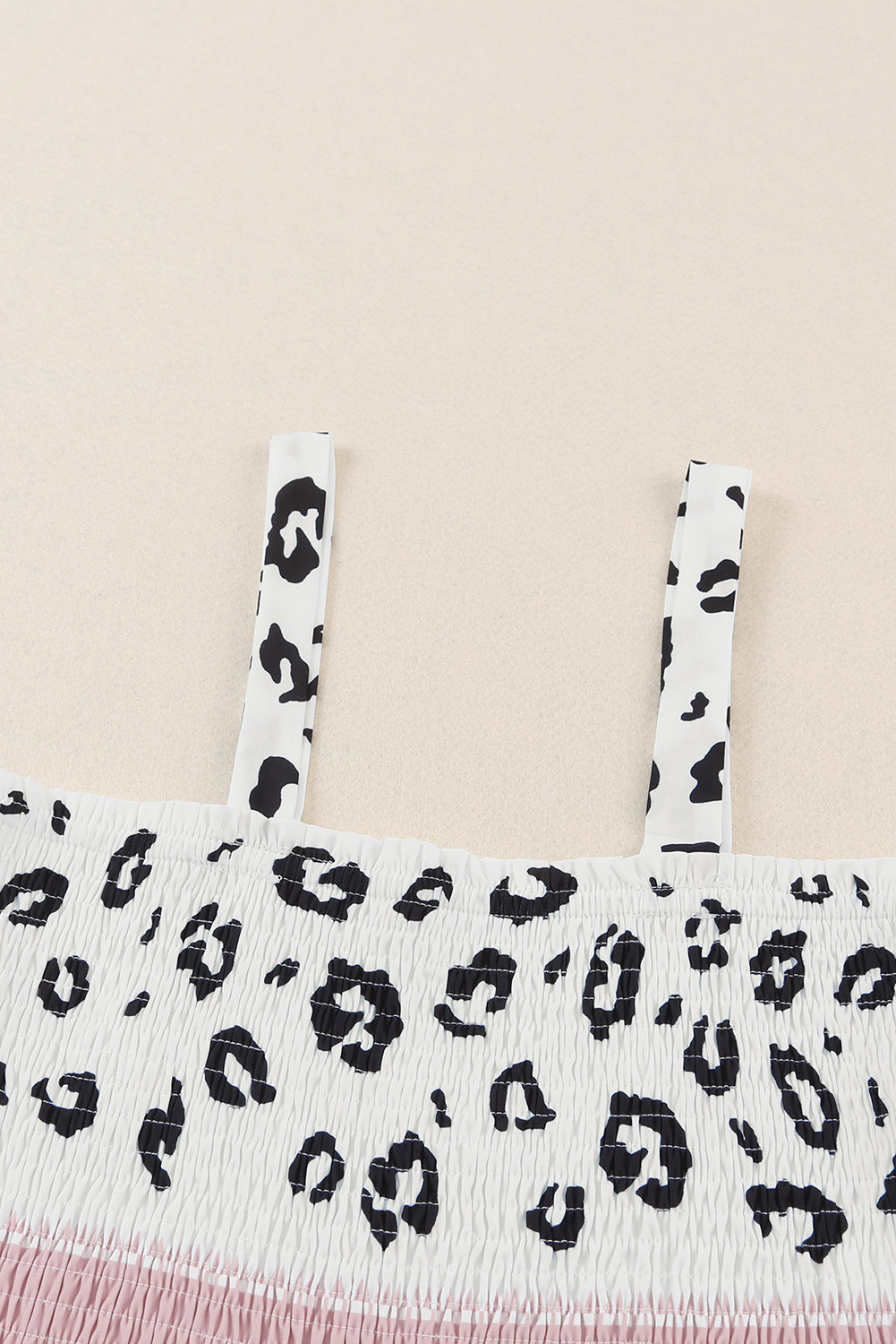 Elegant Leopard Color Block Smocked Jumpsuit - adritiX