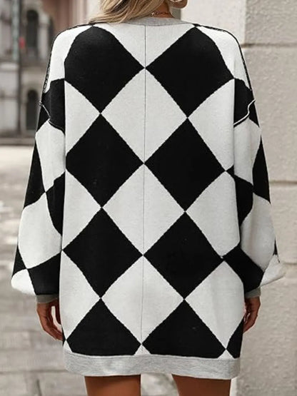 Color Block Button Down Long Sleeve Cardigan - adritiX