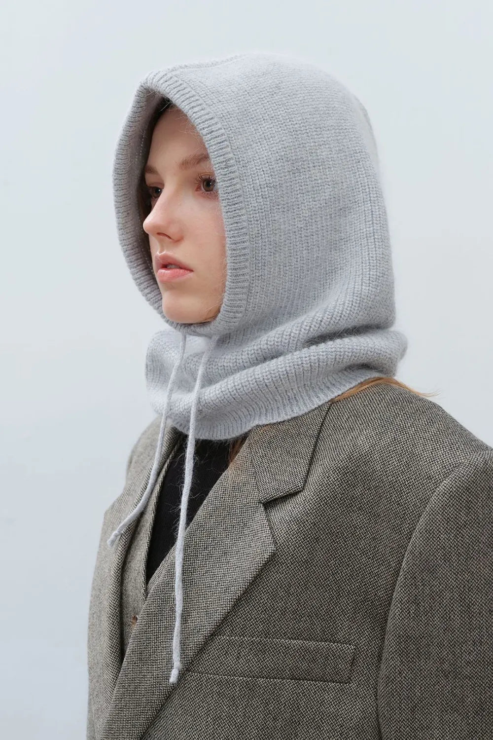Drawstring Solid Color Thermal Knit Hat - adritiX