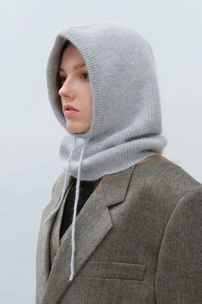Drawstring Solid Color Thermal Knit Hat - adritiX