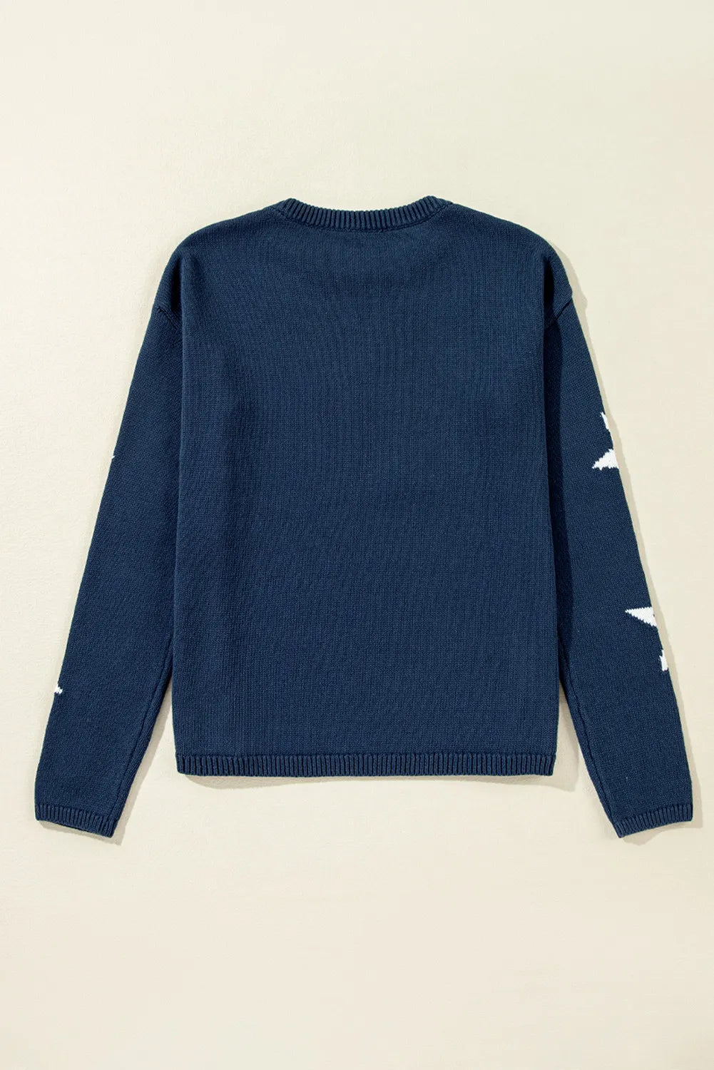 Star Round Neck Long Sleeve Sweater - adritiX