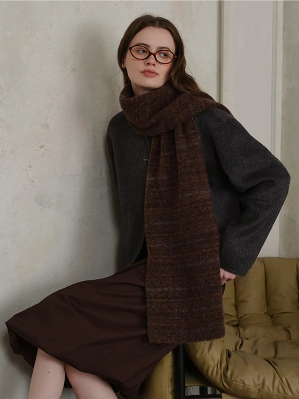Striped Detail Knit Scarf - adritiX
