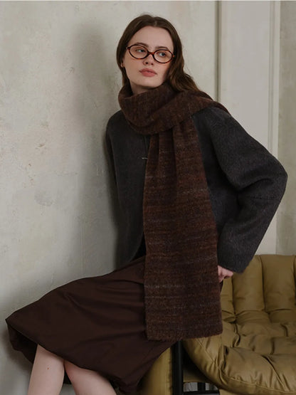 Striped Detail Knit Scarf - adritiX