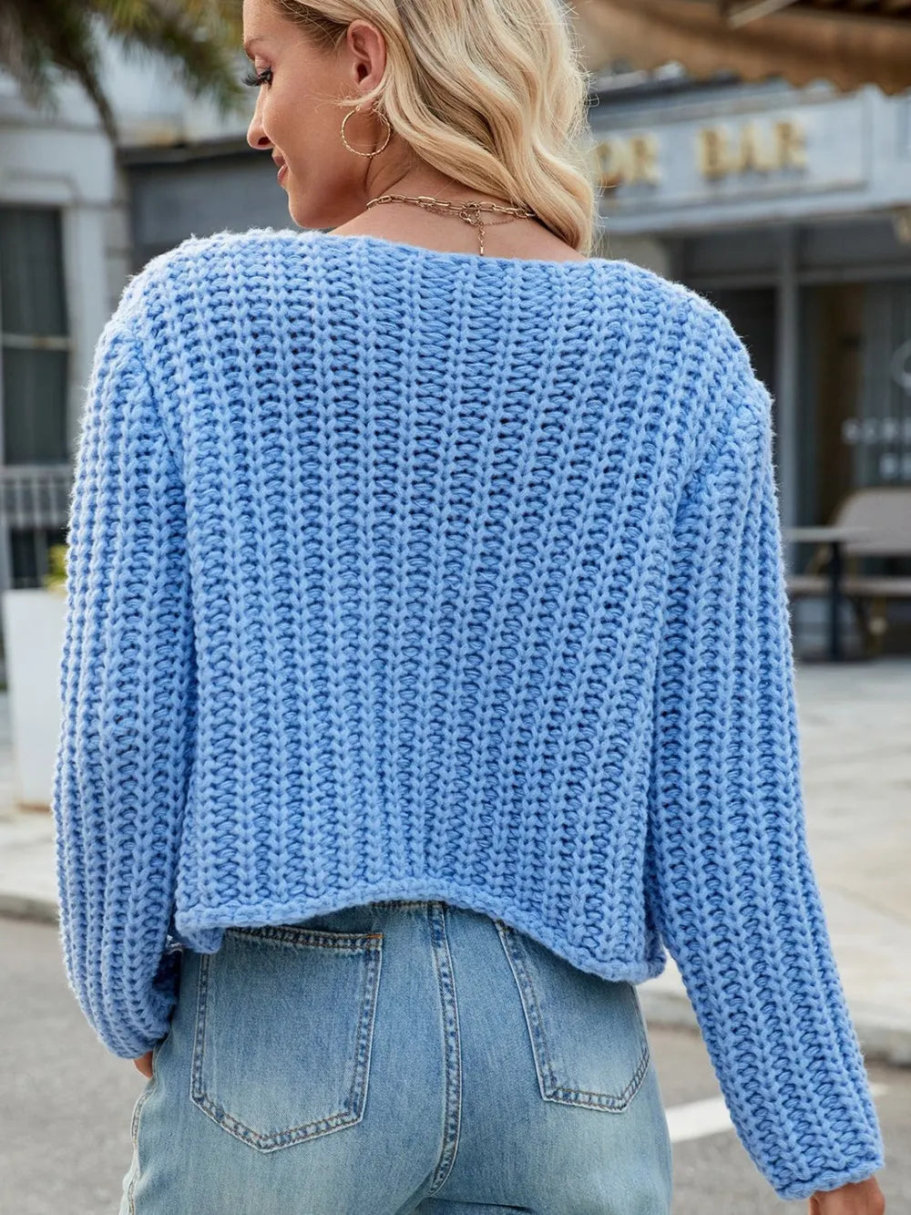Round Neck Button Up Cardigan with Pockets - adritiX