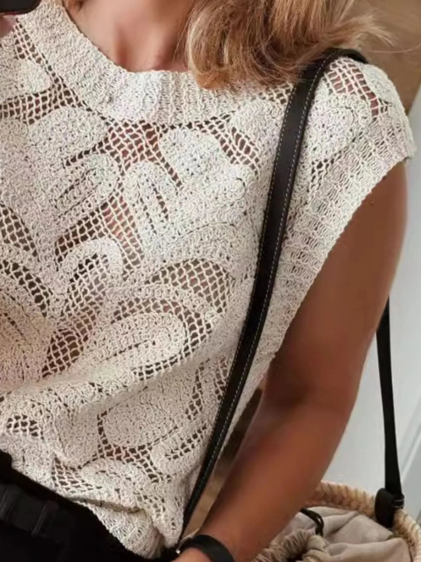 Lace Knit Sleeveless Sweater Vest - adritiX