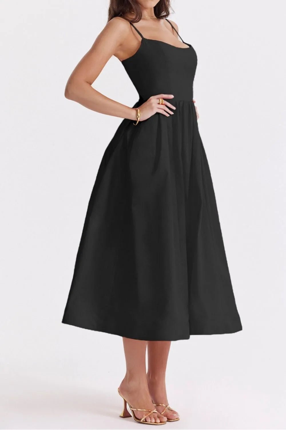 Floral Print Spaghetti Strap Midi Dress - adritiX