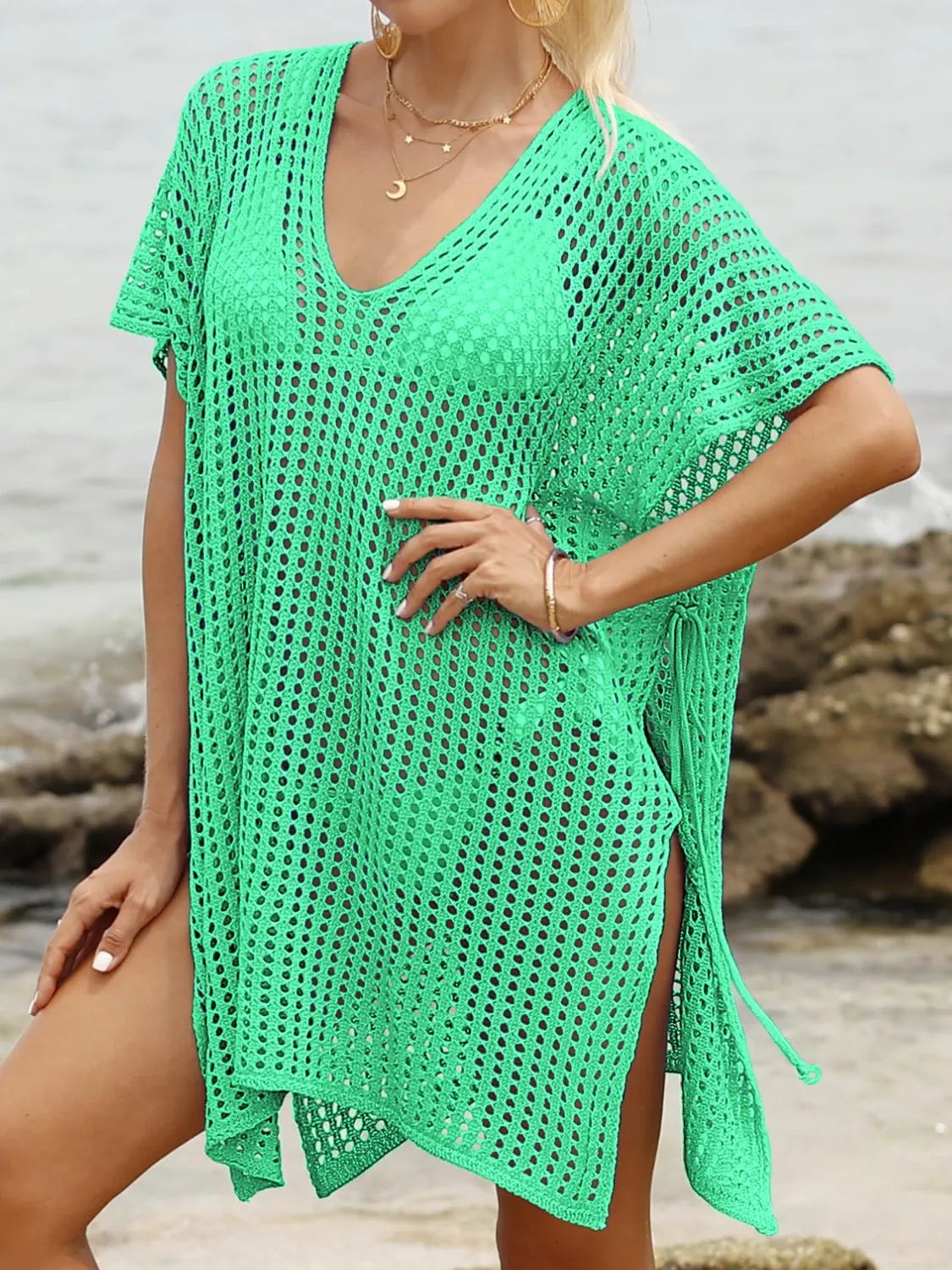 Side Tied V-Neck Cover-Up - adritiX