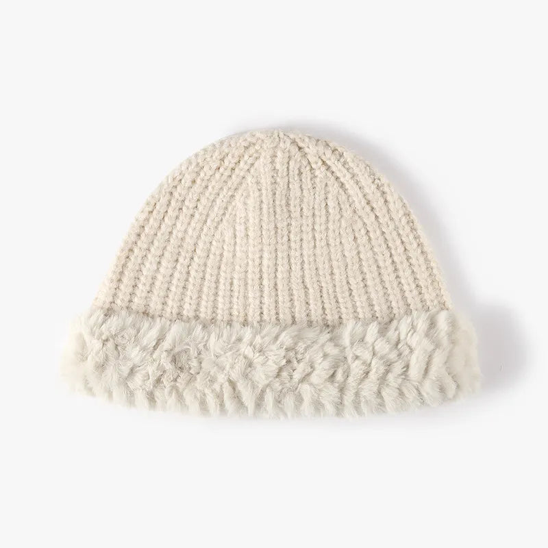 Fuzzy Hem Knit Hat - adritiX