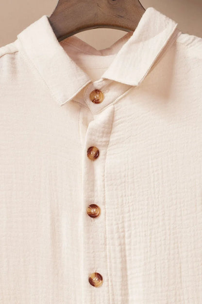 Button Down Short Sleeve Midi Shirt Dress - adritiX
