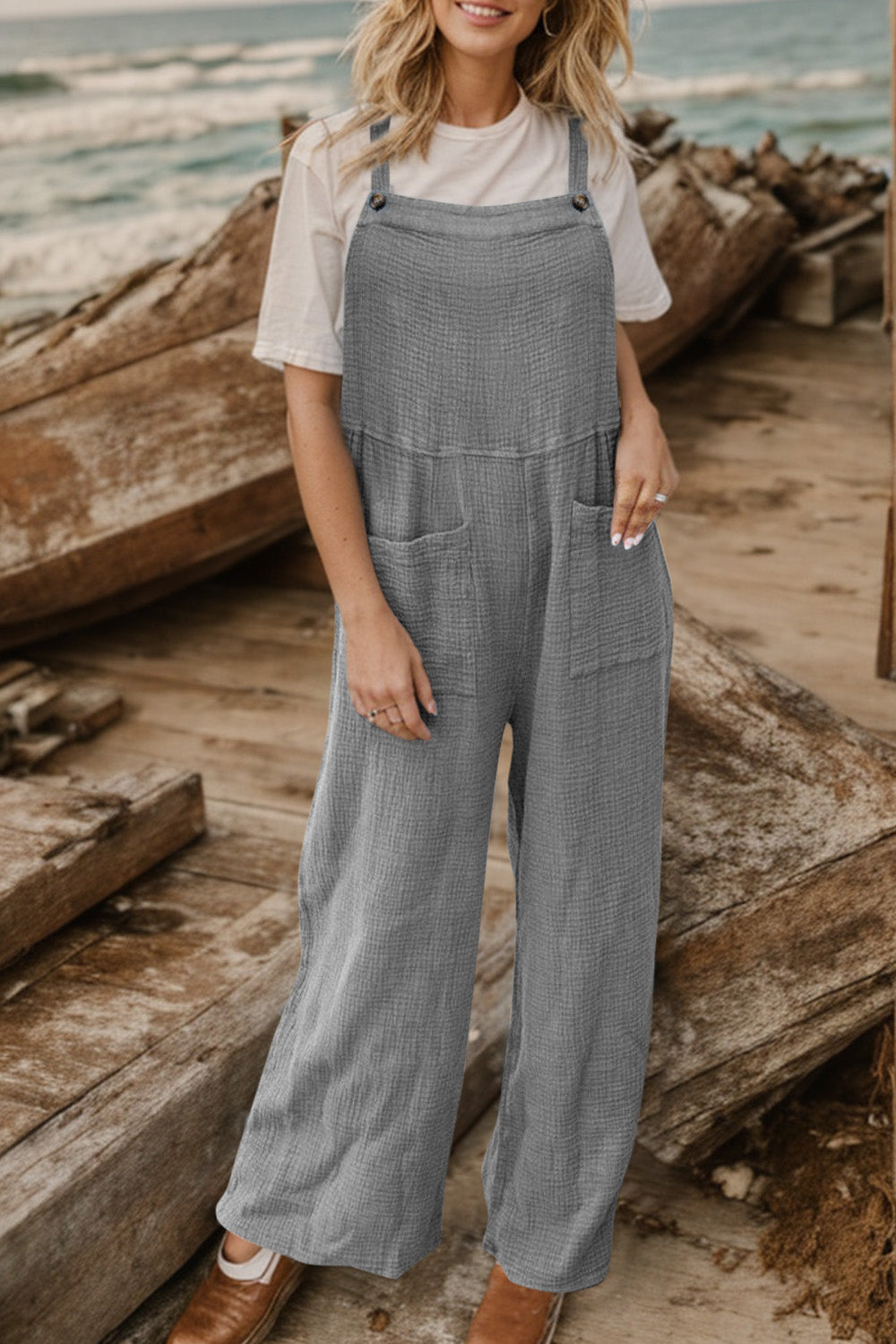 Elegant Full Size Wide Leg Front Pocket Jumpsuit - adritiX