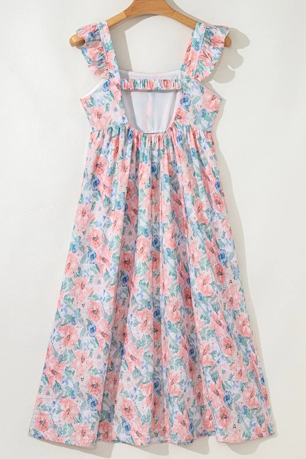 Floral Colorblock Flutter Straps Flowy Dress - adritiX