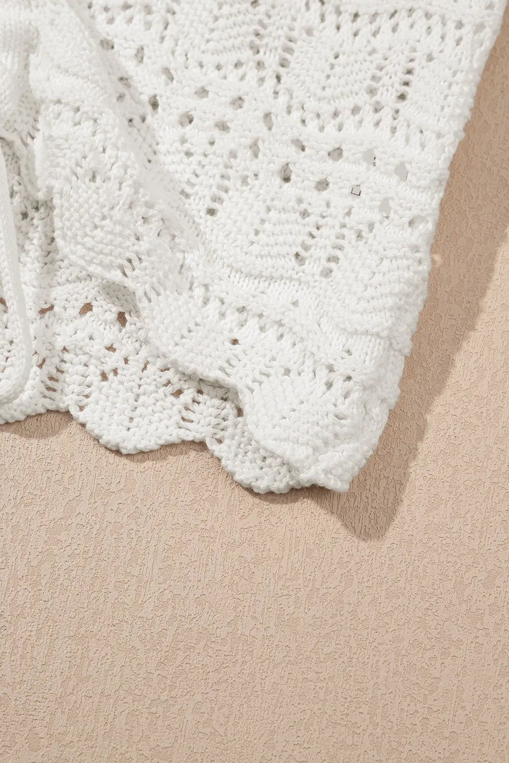 Hollowed Knit V Neck Drawstring Sweater Vest - adritiX