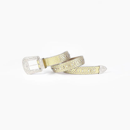 Rhinestone PU Leather Belt - adritiX